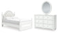 Maylilly  Upholstered Panel Bed, Dresser And Mirror