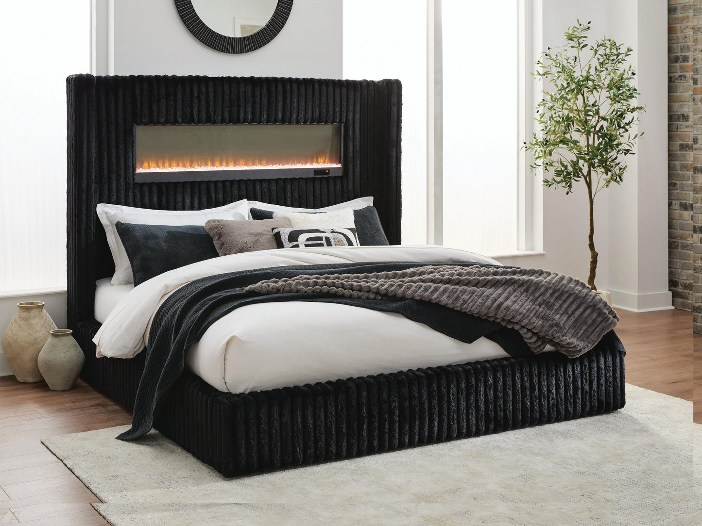 Tayleena  Upholstered Bed With Fireplace And Wireless Audio