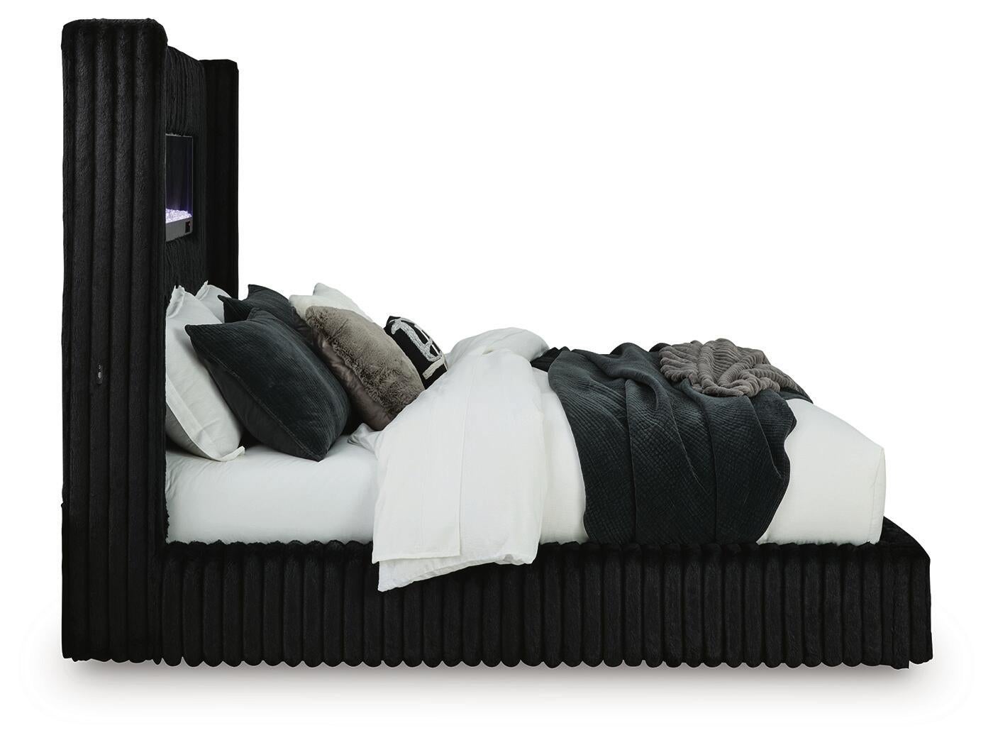 Tayleena  Upholstered Bed With Fireplace And Wireless Audio