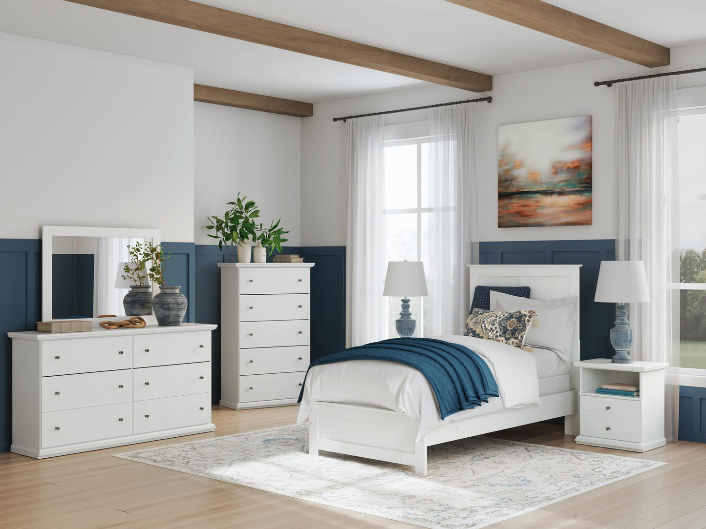 Bostwick Shoals  Panel Bed, Dresser, Mirror, Chest And Nightstand