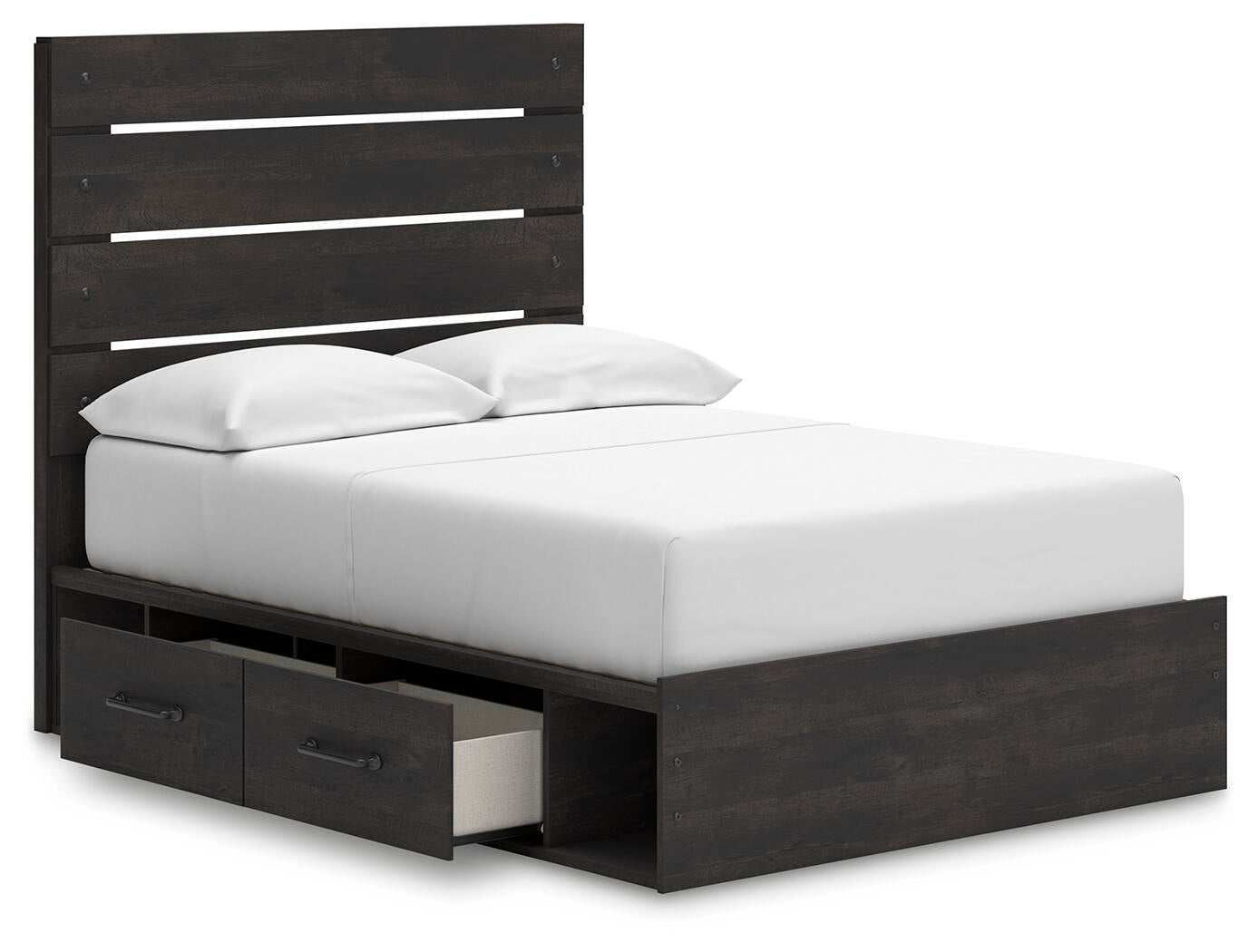 Delmorta  Panel Bed With Storage, Dresser And Mirror