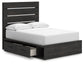 Delmorta  Panel Bed With Storage, Dresser And Mirror