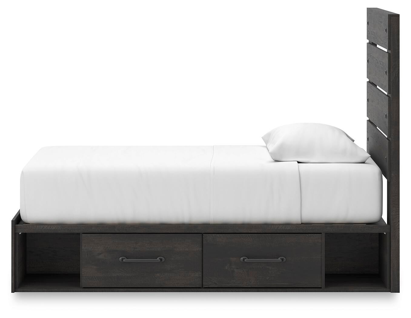 Delmorta  Panel Bed With Storage, Dresser And Mirror