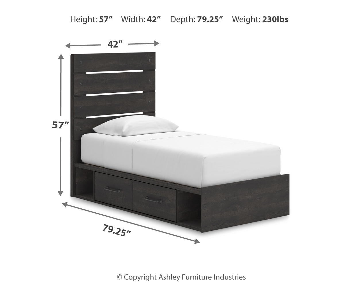 Delmorta  Panel Bed With Storage, Dresser And Mirror
