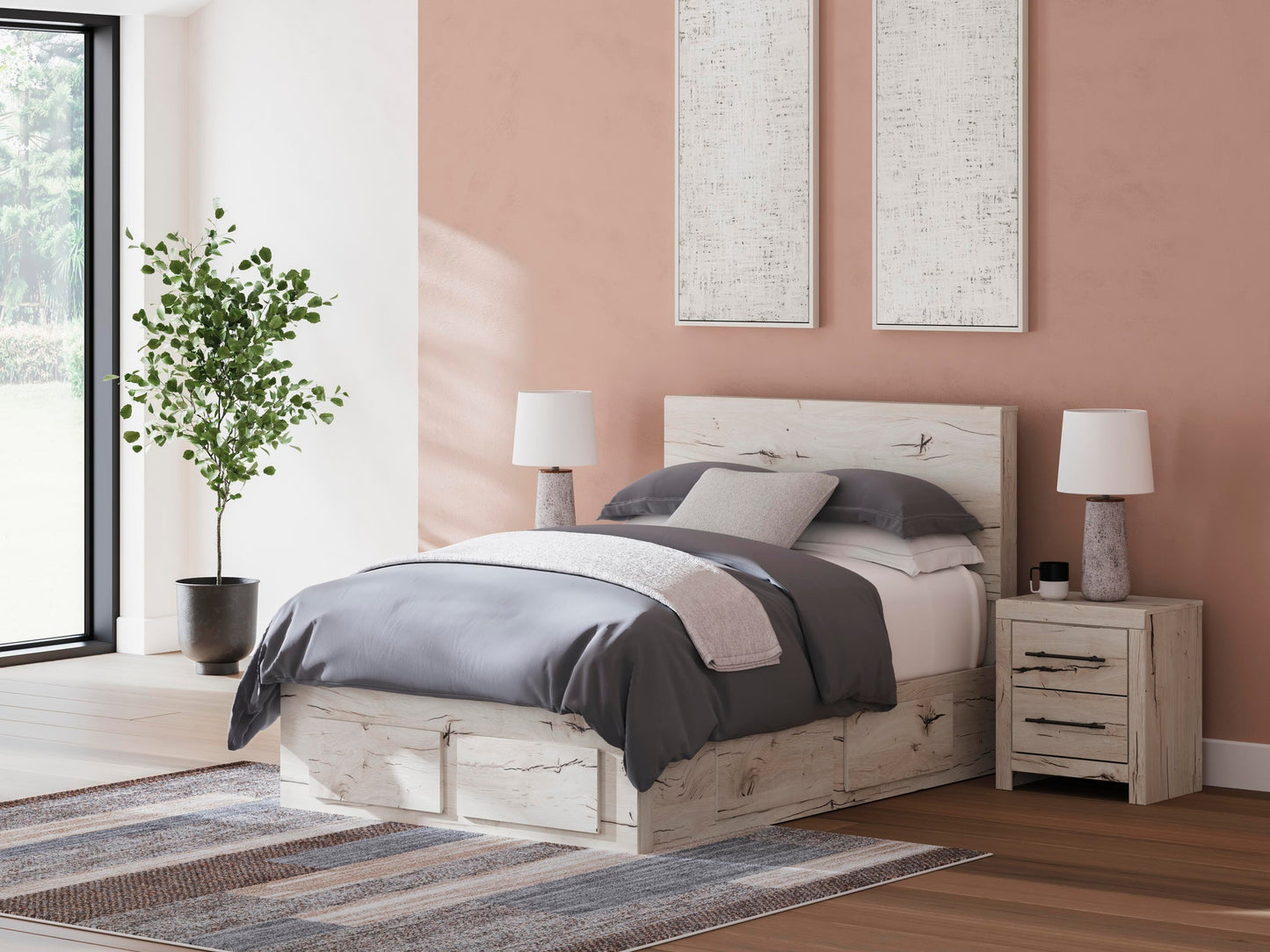 Lawroy  Panel Storage Bed, Dresser, Mirror And Nightstand