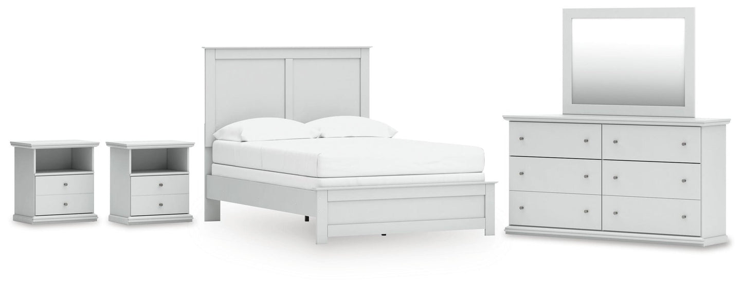 Bostwick Shoals  Panel Bed, Dresser, Mirror And Nightstand