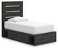 Delmorta  Panel Bed With Storage, Dresser, Mirror And Nightstand