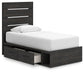 Delmorta  Panel Bed With Storage, Dresser, Mirror And Nightstand