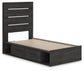 Delmorta  Panel Bed With Storage, Dresser, Mirror And Nightstand