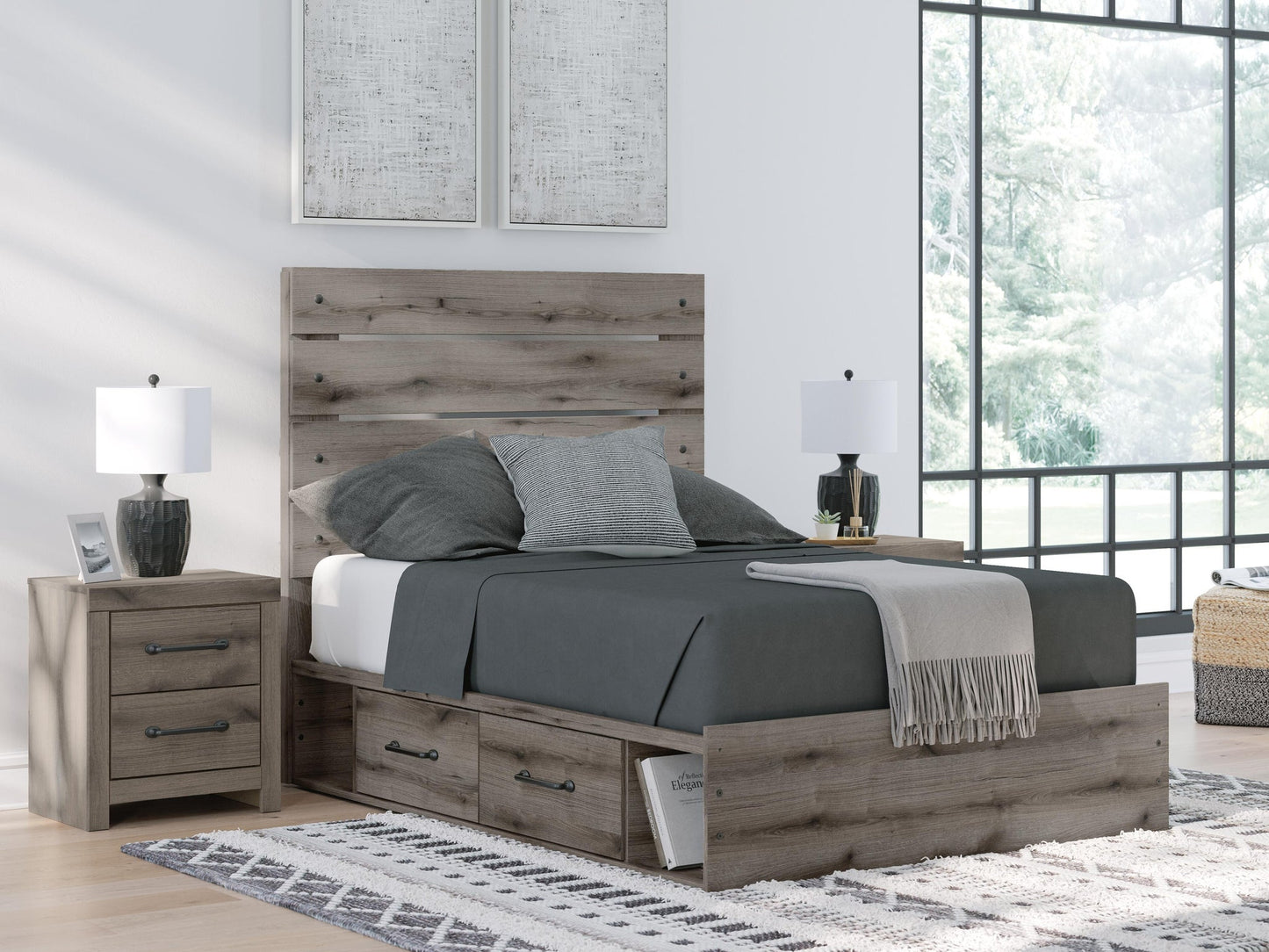 Urbanoore  Panel Bed With Storage, Dresser And Mirror