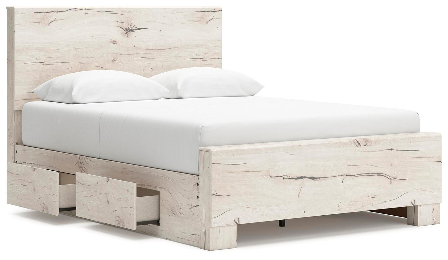 Lawroy  Panel Bed With Storage, Dresser, Mirror And Nightstand
