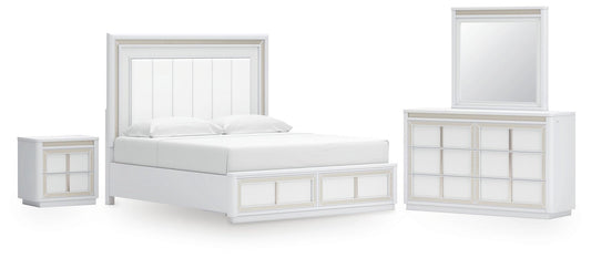 Chalanna California  Upholstered Storage Bed, Dresser And Mirror