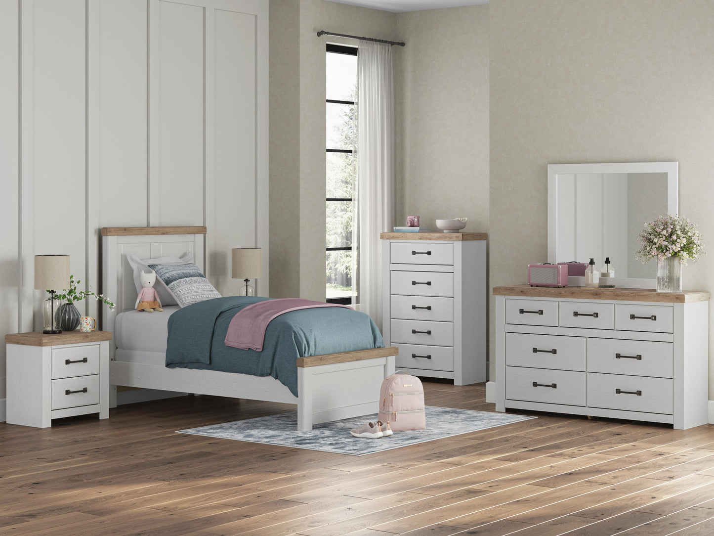 Savonport  Panel Bed, Dresser, Mirror, Chest And Nightstand