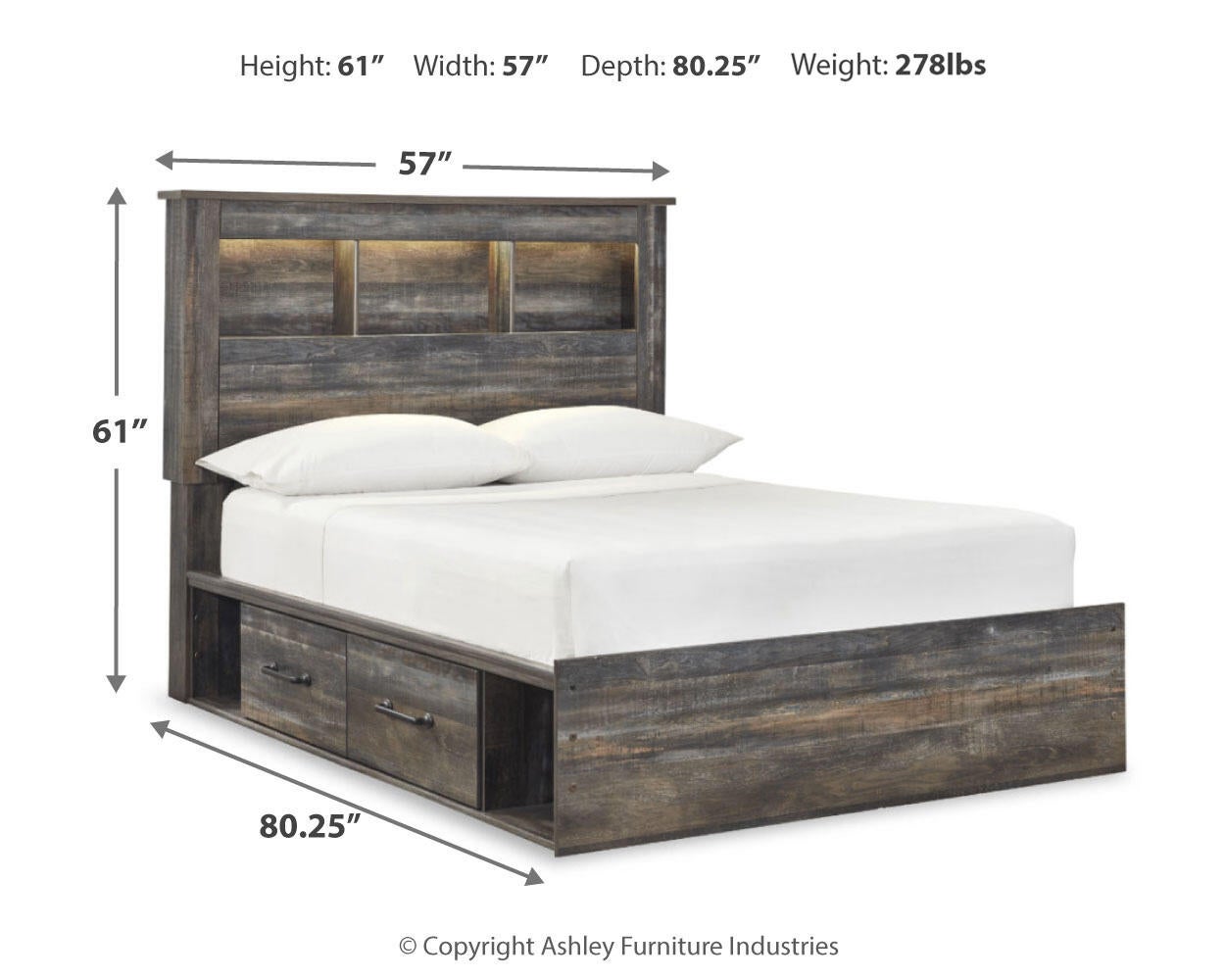 Drystan  Bookcase Bed With 4 Storage Drawers With Mirrored Dresser