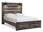 Drystan  Panel Bed With 2 Storage Drawers With Mirrored Dresser