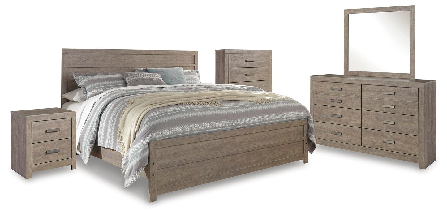 Culverbach  Panel Bed With Mirrored Dresser, Chest And Nightstand