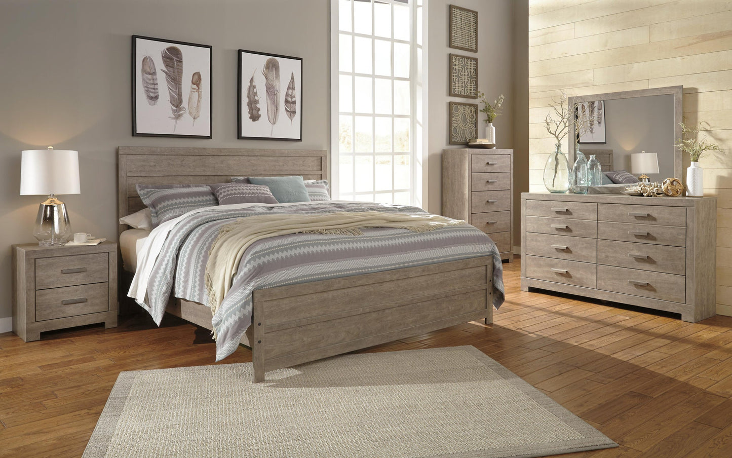 Culverbach  Panel Bed With Mirrored Dresser, Chest And Nightstand
