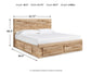 Hyanna  Panel Storage Bed With 2 Under Bed Storage Drawer, Dresser And Mirror