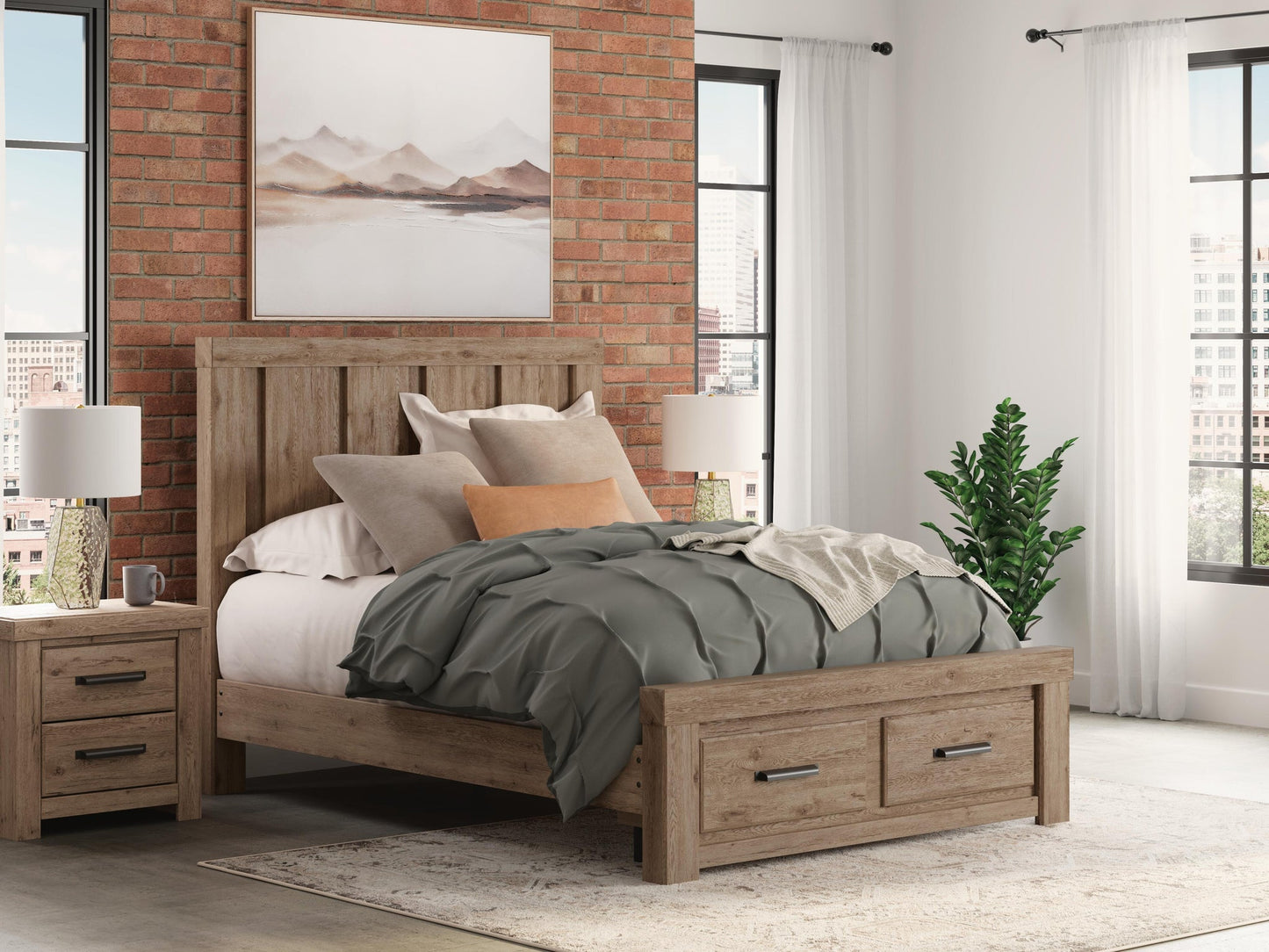 Garistyn  Panel Storage Bed, Dresser, Mirror, Chest And Nightstand