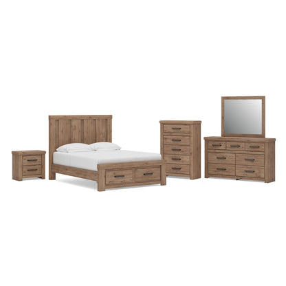 Garistyn  Panel Storage Bed, Dresser, Mirror, Chest And Nightstand