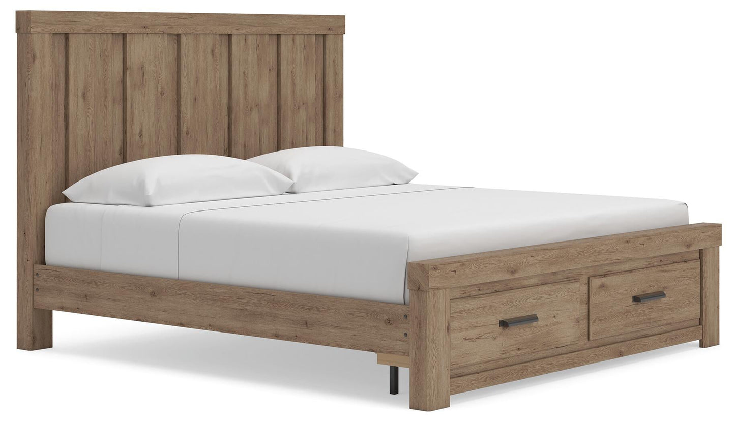 Garistyn  Panel Storage Bed. Dresser, Mirror And Nightstand