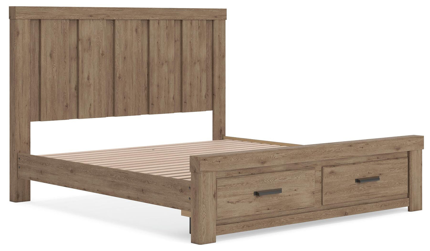 Garistyn  Panel Storage Bed. Dresser, Mirror And Nightstand