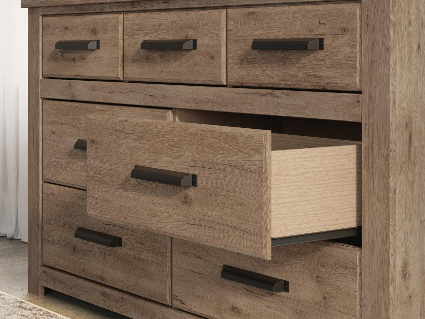Garistyn  Panel Storage Bed, Dresser, Mirror, Chest And Nightstand