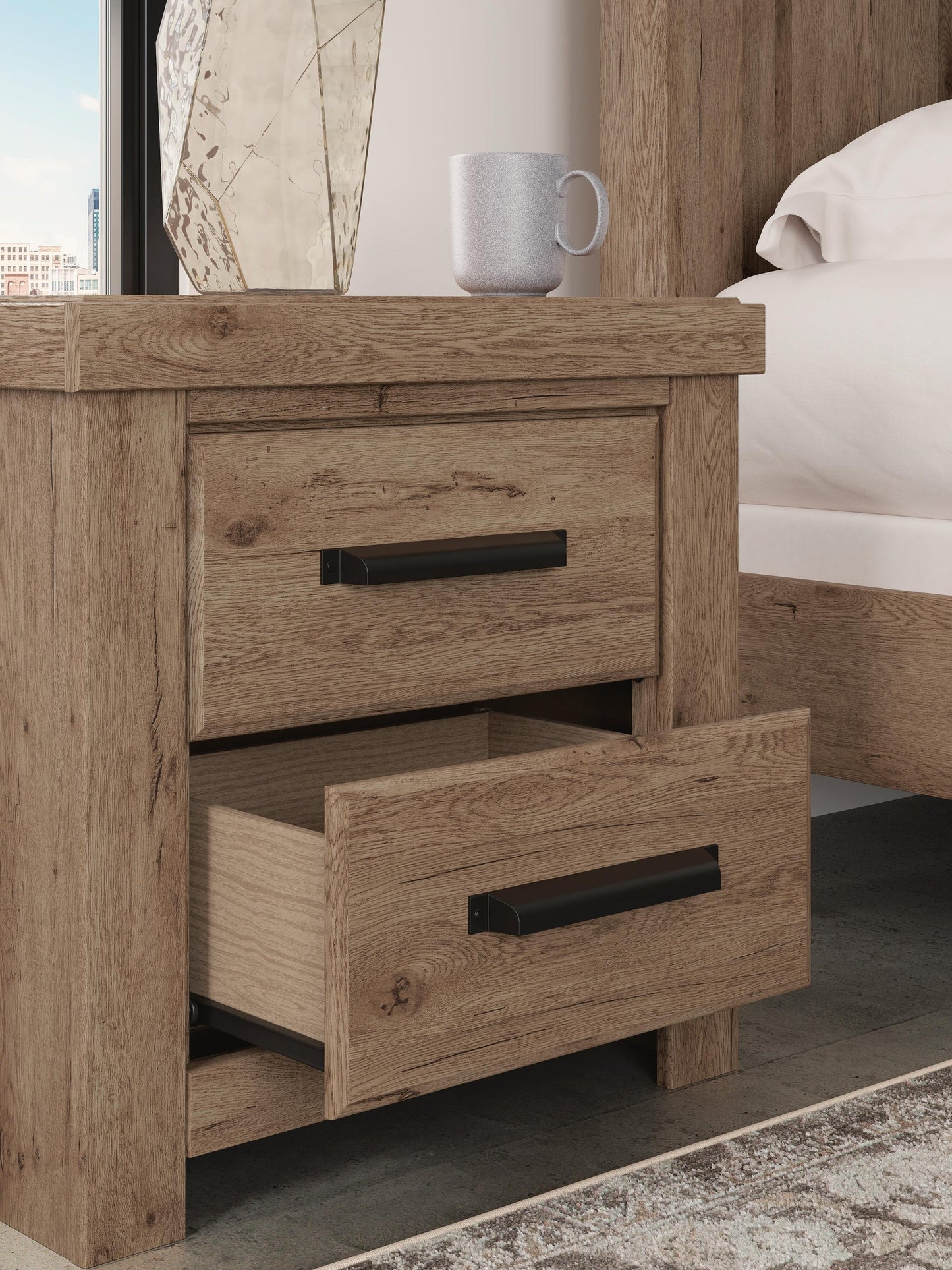 Garistyn  Panel Bed, Dresser, Mirror, Chest And Nightstand