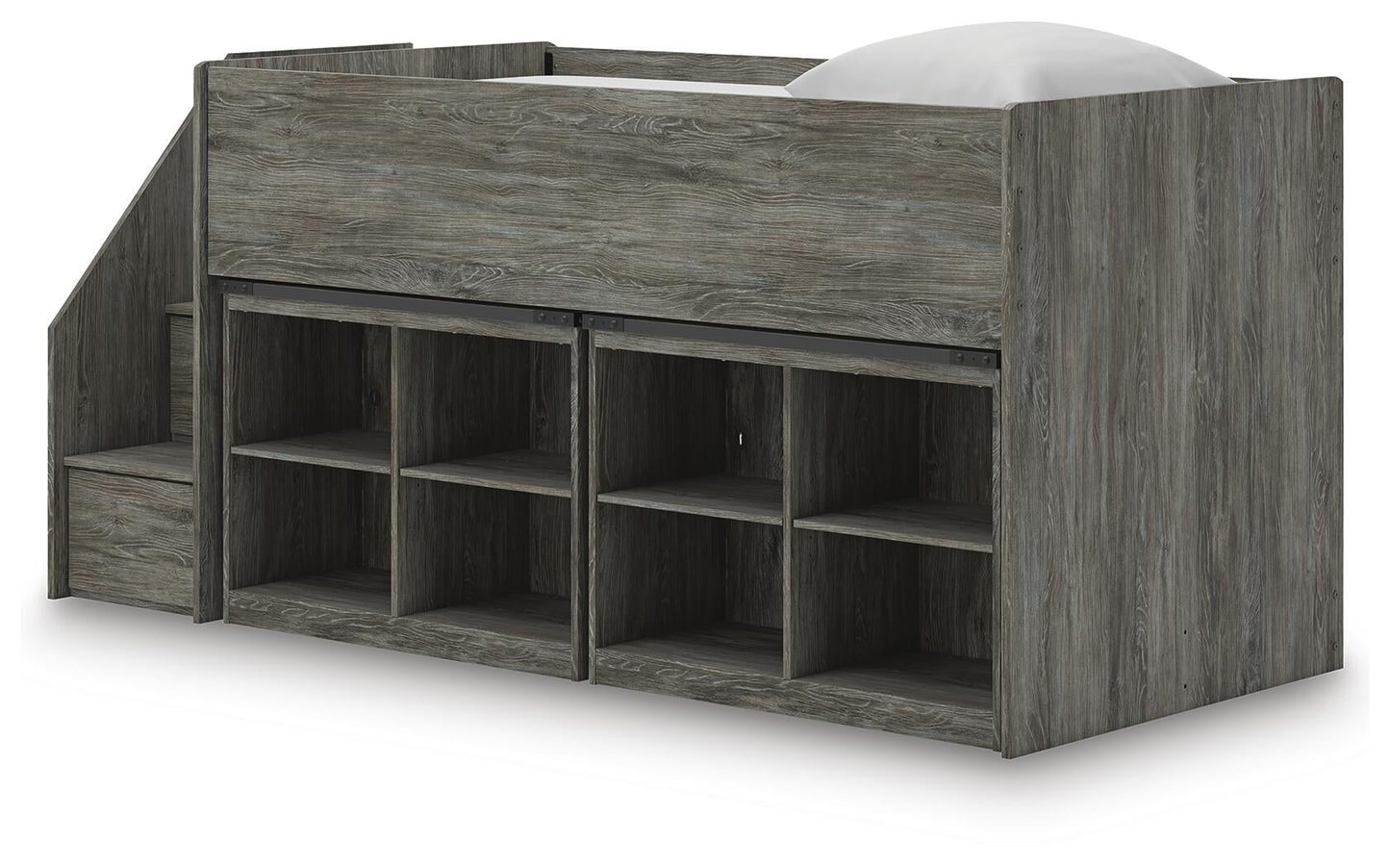Frandern  Loft Bed With Bookcase Storage