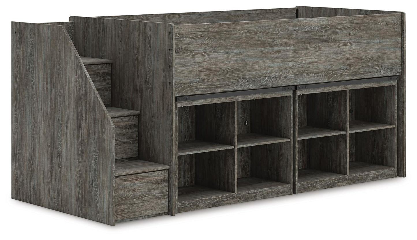 Frandern  Loft Bed With Bookcase Storage