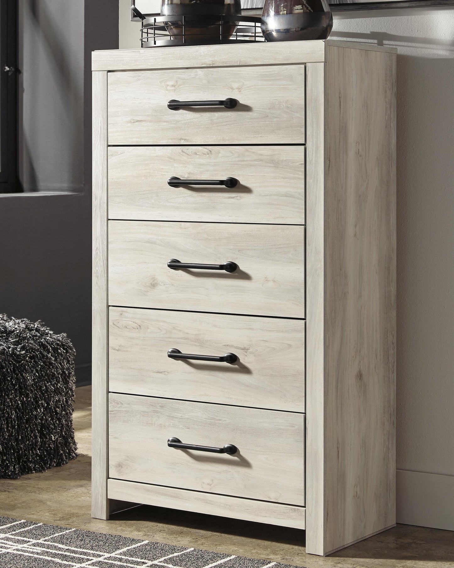 Cambeck  Panel Bed With Mirrored Dresser, Chest And Nightstand