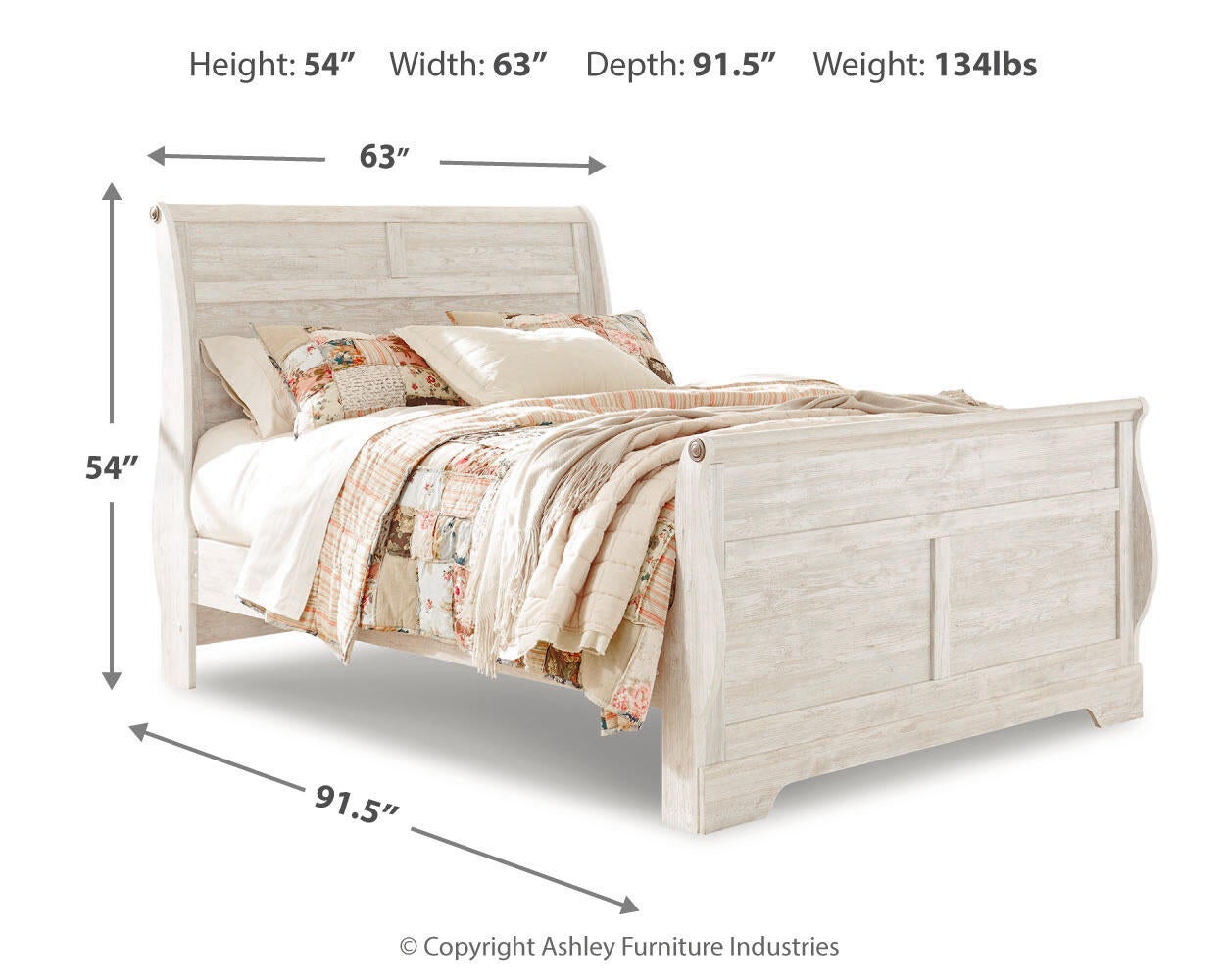 Willowton  Sleigh Bed