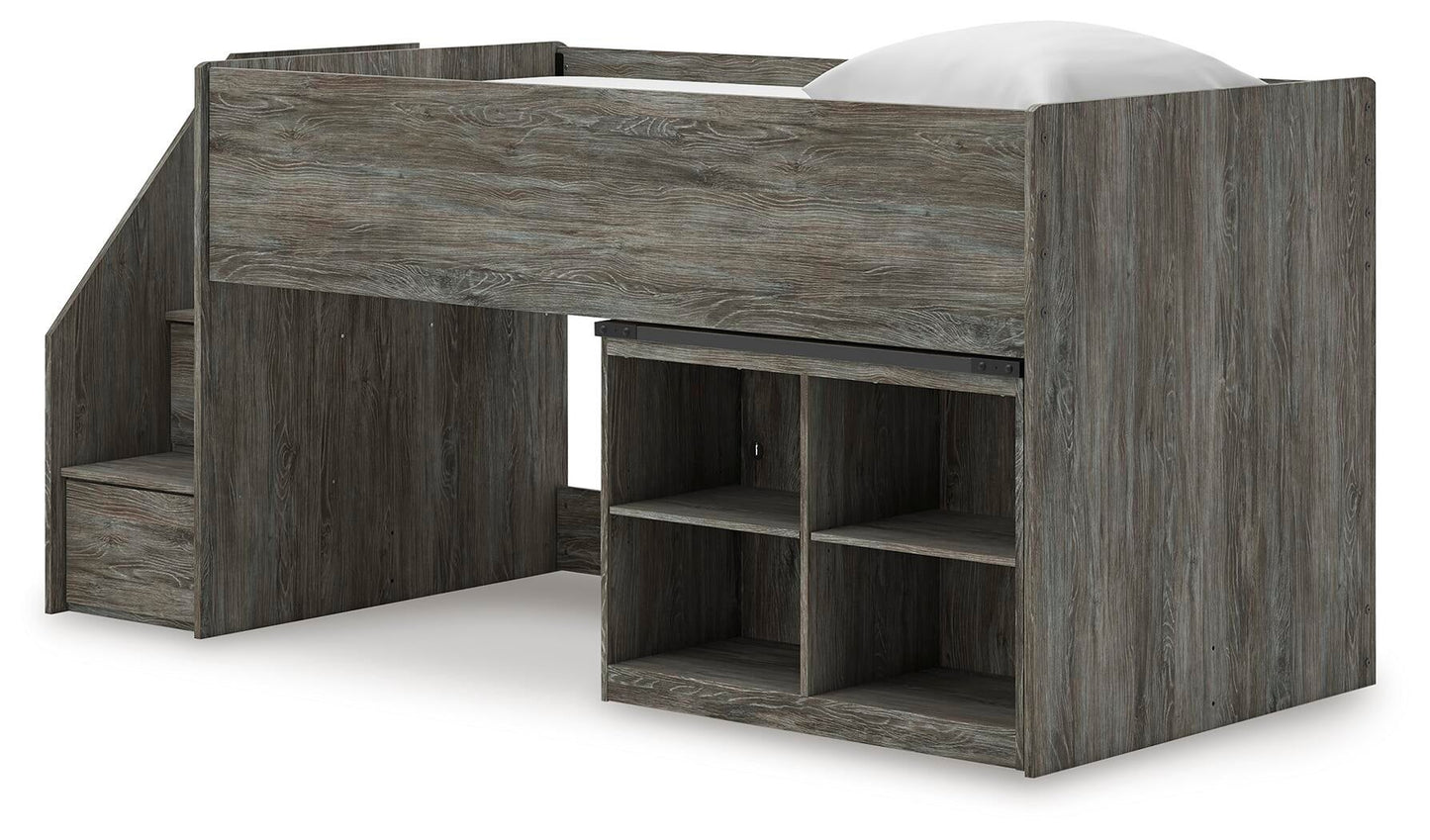 Frandern  Loft  Bed With Bookcase Storage