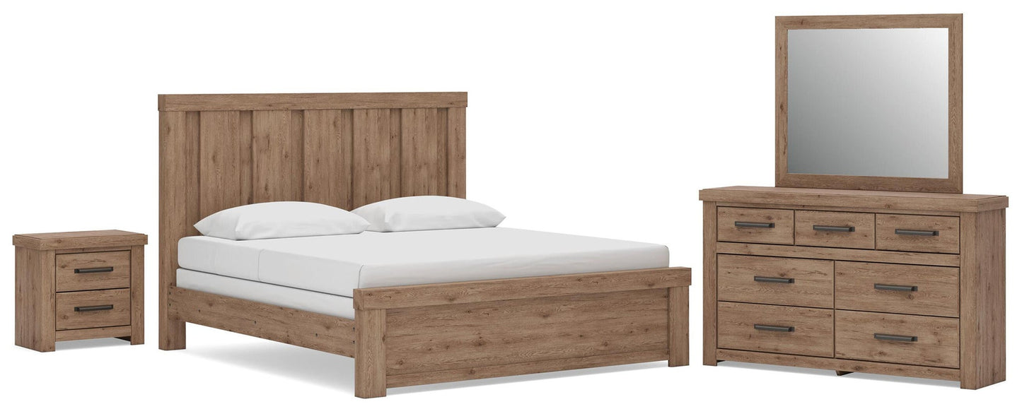 Garistyn  Panel Bed. Dresser, Mirror And Nightstand