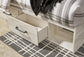 Cambeck  Panel Bed With 4 Storage Drawers With Mirrored Dresser, Chest And 2 Nightstands