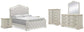 Arlendyne California  Upholstered Bed With Mirrored Dresser, Chest And 2 Nightstands