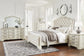 Arlendyne California  Upholstered Bed With Mirrored Dresser, Chest And 2 Nightstands