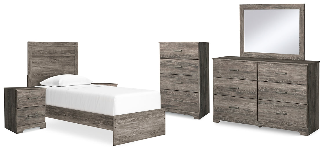 Ralinksi  Panel Bed With Mirrored Dresser, Chest And 2 Nightstands