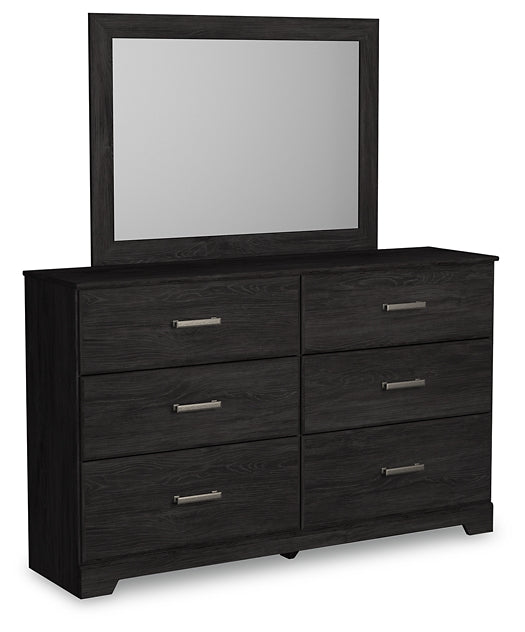 Belachime  Panel Bed With Mirrored Dresser, Chest And 2 Nightstands