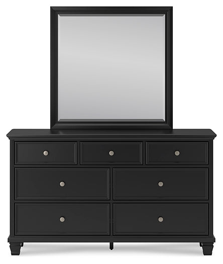 Lanolee California  Panel Bed With Mirrored Dresser And 2 Nightstands