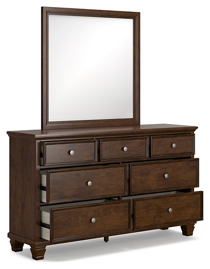 Danabrin  Panel Bed With Mirrored Dresser And 2 Nightstands
