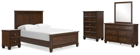 Danabrin  Panel Bed With Mirrored Dresser, Chest And Nightstand