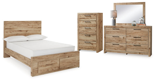 Hyanna  Panel Storage Bed With Mirrored Dresser And Chest