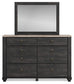 Nanforth /California King Panel Headboard With Mirrored Dresser And Nightstand