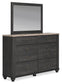 Nanforth /California King Panel Headboard With Mirrored Dresser And Nightstand