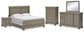 Lexorne  Sleigh Bed With Mirrored Dresser, Chest And Nightstand