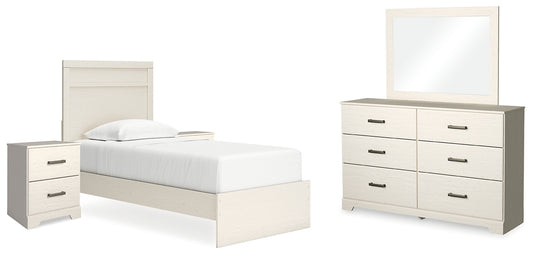 Stelsie  Panel Bed With Mirrored Dresser And 2 Nightstands